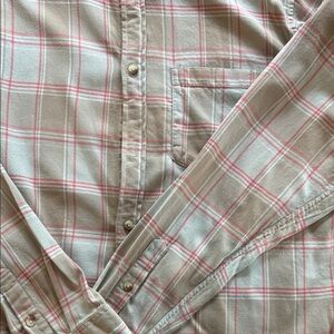 BDG Urban Outfitters UO Cozy Casual Flannel Plaid Shirt - Pink and Tan